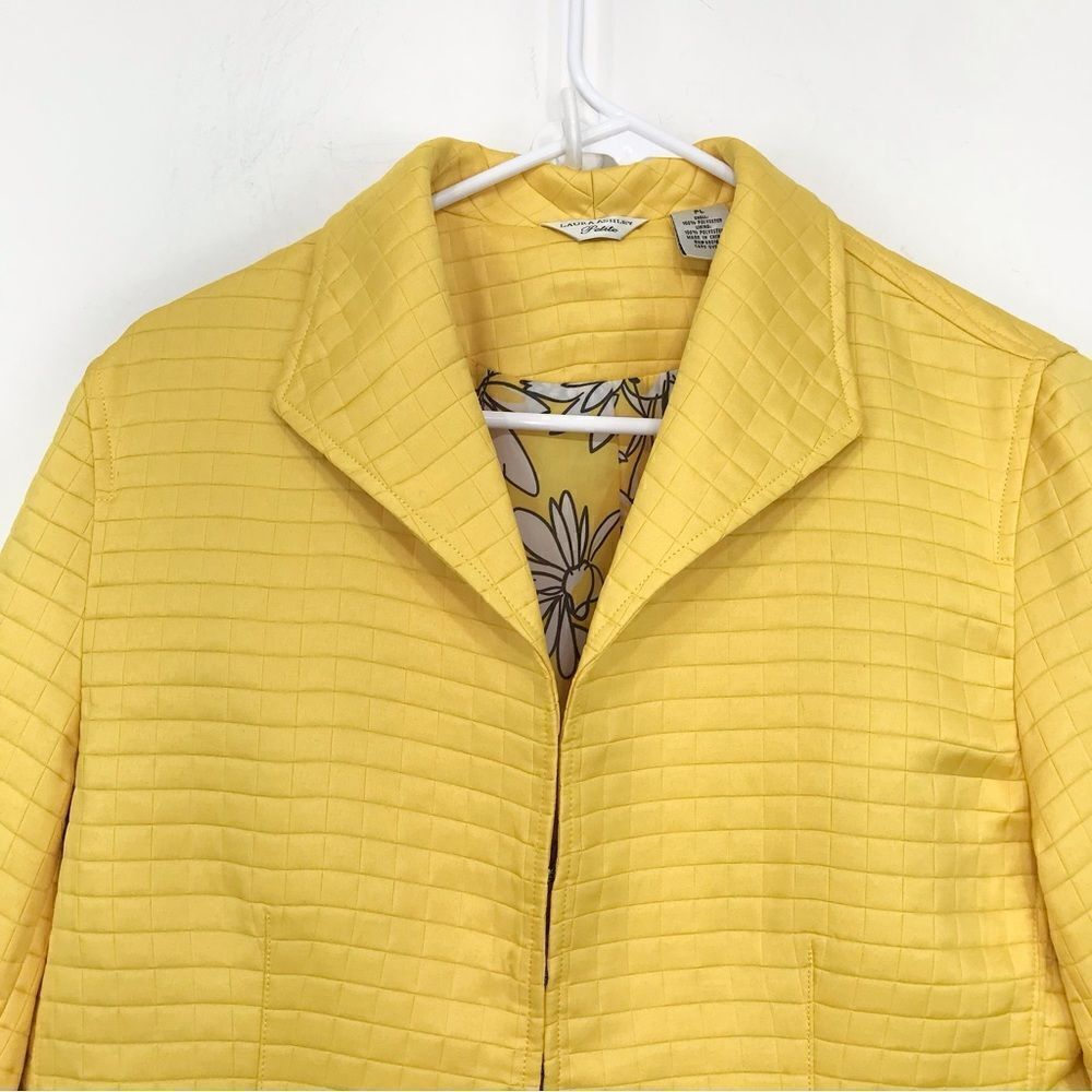 Laura Ashley Sunshine Yellow Lightweight Quilted Floral Lined Blazer Jacket - Picture 3 of 13